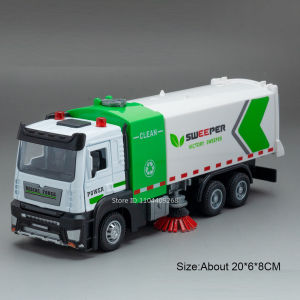 1:32 Scale City Sweeper Muck Transport Truck Model Toy Car Metal Diecast Vehicles Pull Back Sound Light Models Kids Gifts