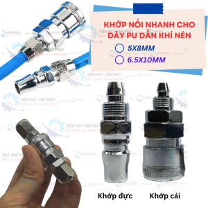 2 Bộ Nối nhanh dây hơi Nối nhanh dây nén khí phi 8mm 10mm nối ống hơi PU nối nhanh kiểu Nhật