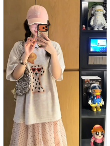 YUEZHONGWEI | Summer OOTD Outfit Short Sleeve T-shirt Mesh Skirt Two Piece Set