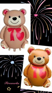 Happy Valentines day Wedding love theme 35 inches Red Bow Heart Bear party decorations aluminum foil balloon