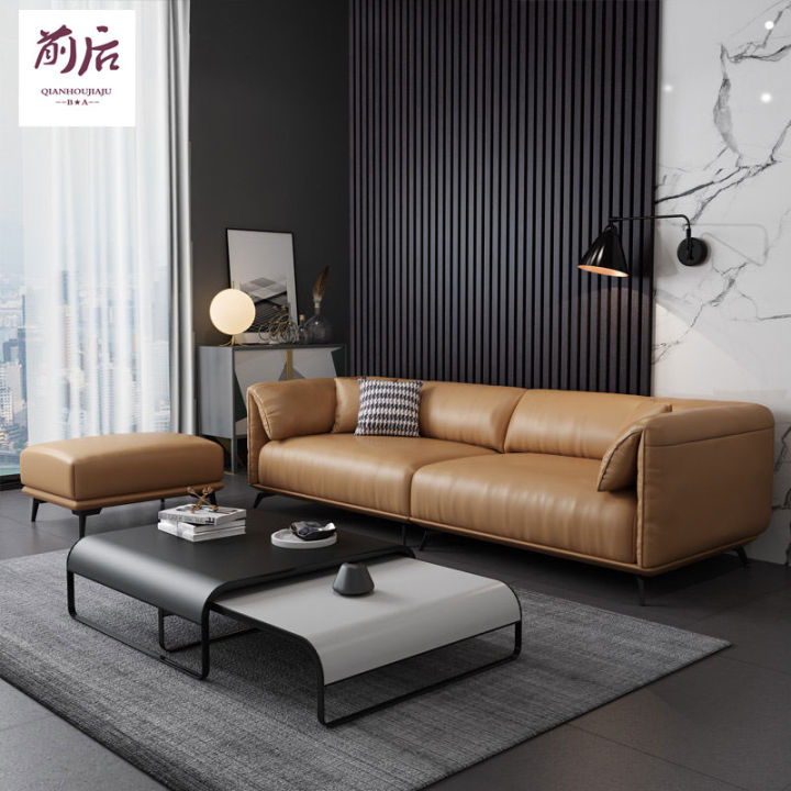 Italian Minimalist Living Room Leather Sofa Modern Minimalist Solid ...