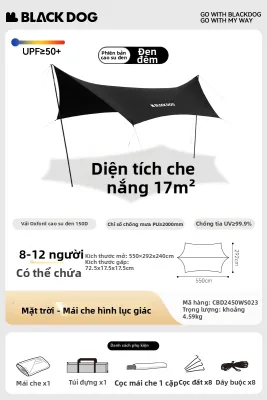 BLACK DOG | Lều Dã Ngoại Chống Nắng Chống Gió Chống Mưa Lắp Ráp Nhanh