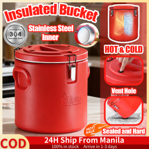 10KG Insulated Bucket Stainless Insulated Rice Bucket With Vent Hole Stainless Steel Food Warmer With Cover And Lock Thicken Soup Container Food Cooler Buffet Serving Container For Party Camping Picnic