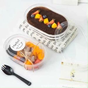 กล่องเบเกอรี่ใส วงรี พร้อมฝาเรียบ แพค25ใบ