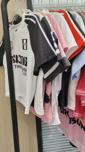 【HBHR】Short-sleeved V-neck t-shirt is versatile slimming womens short summer trendy letter loose hot girl top