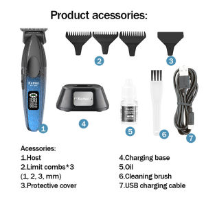 Kemei Km-1669 Hair Trimmers Machine Professional Cordless Display Hair Clippers With Charging Base