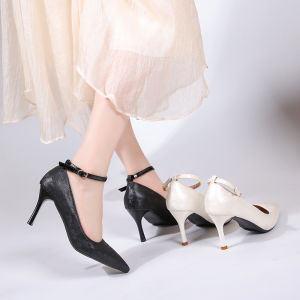 Black High Heels Womens 2025 Summer New Chinese Style National Trend Thin Heel Pointed Toe Buckle Versatile High End Single Shoes
