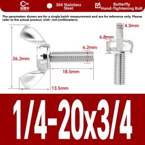 BAODEFENG | Butterfly Shaped Easy-Tighten 304 Stainless Steel Wing Nut Bolts