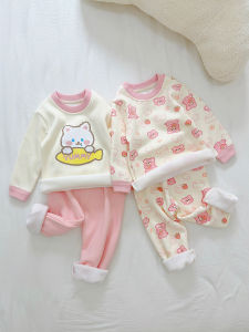 cat and fish | Fleece-Lined Childrens Thermal Underwear Set 0-5 Years