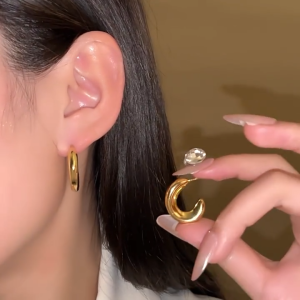 FR-K193 Anting Hijab Setengah Bulat Aksesoris Perhiasan Wanita Korean Style / Anting Korea Wanita