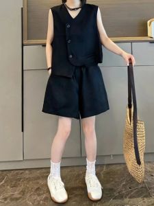 Fashionable Commute Ready Two-Piece Set for Women Summer 2026 Polyester Fiber V-Neck Button Style Elegant Original Design