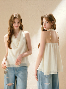 oshea | Áo Blouse Dây Spaghetti Không Tay Đuôi Phay cho Phụ Nữ