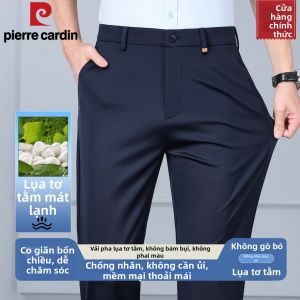 Pierre Cardin | Quần Dài Nam Kẻ Bằng Lụa Thẳng Rộng và Dày cho Mùa Xuân và Thu