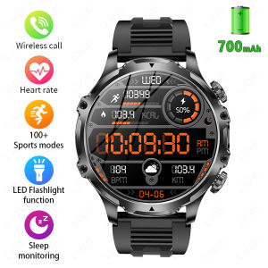 LIGE | LIGE Outdoors Men Smart Watch 1.9inch 416*416 Ultra HD Screen Sport Fitness Tracker 700mah Battery BT Call Flashlight Smartwatch