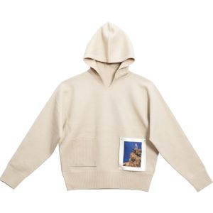 Autumn Patch Decorated Seamless Hooded Wool Sweater