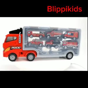 Đồ chơi Xe tải chở 6 xe ô tô: Xe Công trình / Xe Cảnh sát Police / Xe Quân đội / Xe Cứu hỏa chữa cháy