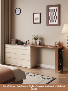 DONGMU | Cream Vintage Style Multi-functional Dressing Table with Extensible Bed-end Function
