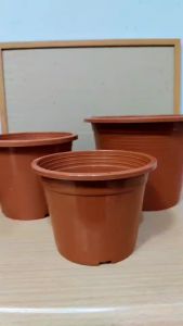 กระถางต้นไม้พลาสติก ราคาโรงงาน ทนทาน ขนาด 4 5 6 8 9 10 12 นิ้ว สีอิฐ แบบผิวเรียบ