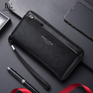 LouisWill Mens Long Wallet Soft PU Long Wallet Multi-Functional Wallet Large Capacity Purse Wrist Strap Design Phone Bag ID Credit Cards Holders Coin Pouch PU Leather Coin Bag Business Leisure Wallets