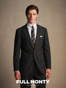 Mens Slim Fit Business Flannel Wool Suit Jacket