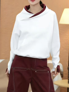 Fashionable Casual Hoodie Womens Outerwear Sweatshirt Autumn New Arrival High-End Color Block Design All-Match Top Trendy