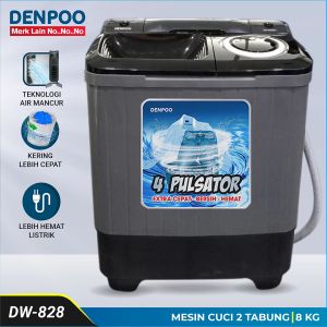 MESIN CUCI 2 TABUNG DENPOO DW 8284P TWIN TUB KAPASITAS 8KG