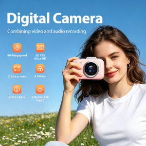 KOMERY | 5K UHD Camcorder with 80MP Photo 2.8" Screen 18X Digital Zoom 8 Filters Flash & Fill Light Loop Recording Slow Motion Tim