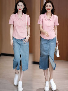 เสื้อยืดแขนสั้นผู้หญิงผ้าฝ้ายแท้ แฟชั่นลำลอง ฤดูร้อน 2025 ใหม่ ครึ่งซิป ทรงสลิมฟิต ทรงเข้ารูป เสื้อยืดคอกลม