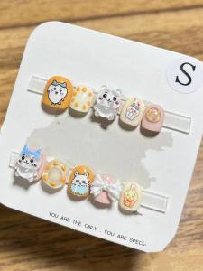 Short Wearing False Nails Cartoon Hand-Painted Childrens Cartoon Chiikawa Little Eight IkaWa Advanced Feel Gentle Color Series