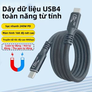 Bissox | Dây Cáp Dữ Liệu USB4 Type-C Từ Tính 240W Sạc Nhanh