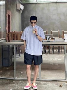 Áo Sơ Mi Nam Tay Ngắn Mùa Hè Dáng Rộng Phong Cách Nhật Bản Cổ Điển Dáng Ôm Vừa Vặn Thường Ngày Thời Trang Áo Khoác Ngoài