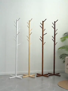 LACC Multiply Tree-shaped Coat Rack High-grade Bedroom Clothes Rack Triangle Tree-shaped Clothes Rack Bamboo Coat Tree Stand Hanging Hat Rack