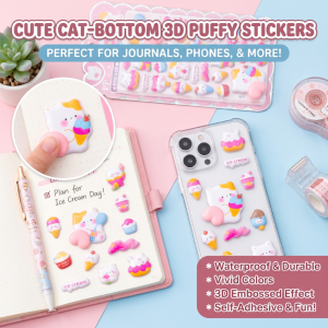 1/2/3/4/5Pcs Creative DIY 3D Soft Cute Butt Childrens Cartoon Stickers Squeeze Animals Adorable Bunny Bear Stereo Bubble Decals