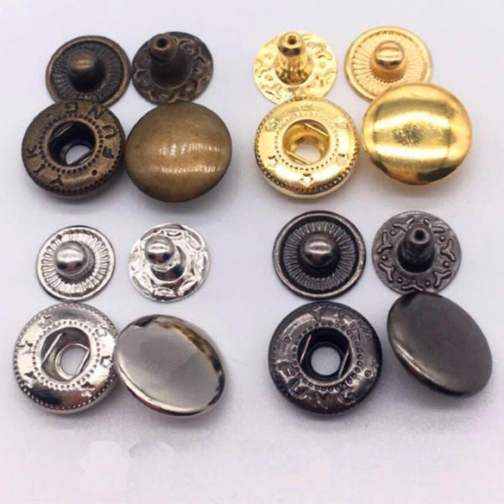 50 Bộ 10mm/12.5mm/15mm Nút Chụp Kim Loại Bấm Đinh Tán Chốt Sắt Cho Đồ ...