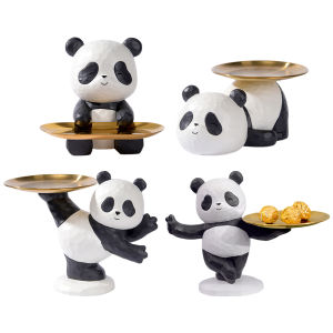 [Nóng] Khay đựng Tượng điêu khắc hình động vật nhựa khay dạng ngăn gấu trúc đĩa để đồ ăn vặt Kẹo gấu trúc để trang trí nhà căn phòng hành lang khách