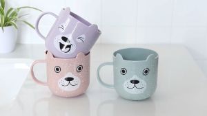 1pcs Cute Eye-catching Shatterproof PP BPA Toothbrush Toothpaste Holder Children‘s Mouthwash Cup for Home 儿童可爱动物漱口杯