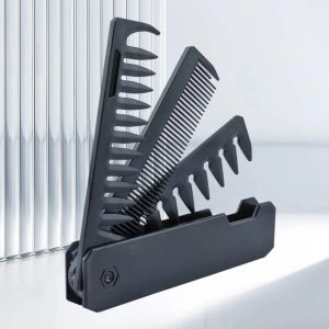 Professional 3 in 1 Pocket Folding Combs Wide Tooth Oil Head Comb Beard Combing Barber Hair Clipper Comb Salon Hair Styling Tool