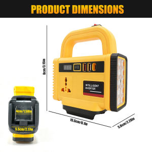 150W Power Inverter with LED Work Light DC 18-21V To AC 220V Portable Power Station Battery Inverter for Camping Emergency Use