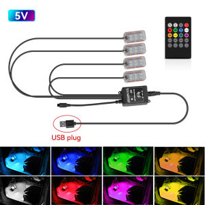 Car Interior Ambient Light RGB Foot Strip Lighting Kit Accessories Backlight Remote App Music Control Auto RGB Decorative Lamp