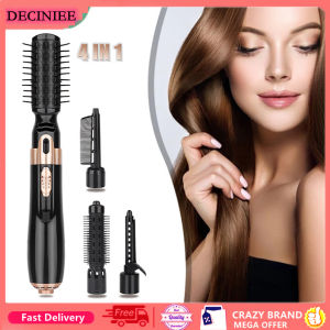 DECINIEE 4 In 1 Multifunction Hot Air Brush Heating Comb Electric Hair Dryer Curler Staightener Rotating Hair Blower Curling Iron Styler