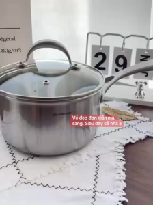 Quánh inox CHOCKMEN 16 và 18cm quánh inox to 3 lớp quánh kèm vung bếp từ cao cấp CHOCKMEN