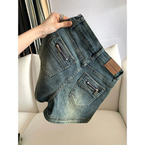 American Retro Workwear Denim Shorts Womens Summer New Design High Waist Elastic Slimming Small Size Hot Trendy Shorts
