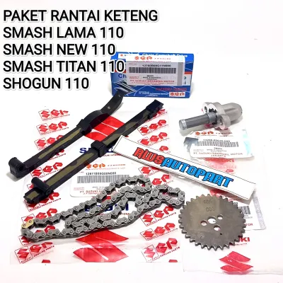 Paket Rantai Keteng + Tonjokan Keteng + Karet Lidah Tensioner + Gigi Sentrik Suzuki Smash Lama 110 Smash New Smash Titan Shogun 110 Kualitas Terjamin