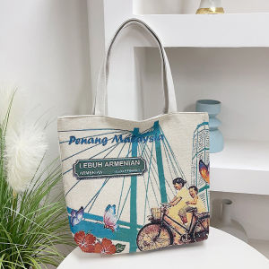 Large Capacity Canvas Tote Bag Womens Handbag 2023 New Style Single Shoulder Bag for After-School Tutoring And Casual Use