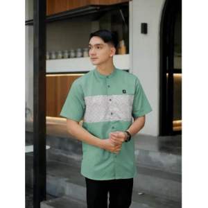 Baju Koko Pria Kurta Lengan Pendek Kualitas Premium Kemko Motif Kautsar Wahhllibatik