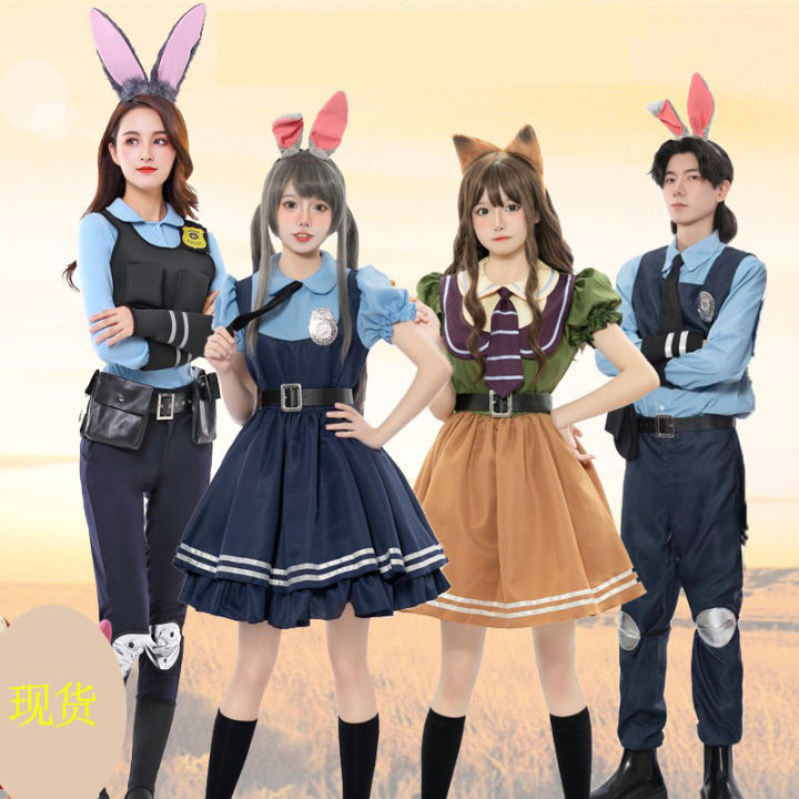 Halloween Cosplay Costume Anime Rabbit Judy Hopps Police Officer Nick ...