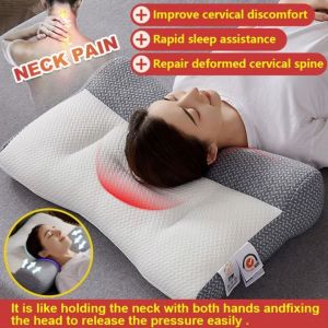 Super Ergonomic Pillow Latex Fiber Filling Protect Spine neck support pillow Healthy Comfortable pillow Back Pain Cervical Spine Repair neck pillow Year-end sale