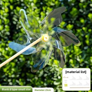 Transparent PVC Windmill DIY Handmade Material Kit for Children Outdoor Painting Coloring Drawing Toy for Kids Creative Play
