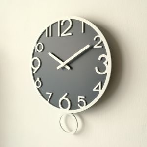 Nordic Style Swinging Wooden Wall Clock round Silent Creative Living Room Modern Home Digital Clock Decorations for Living Room