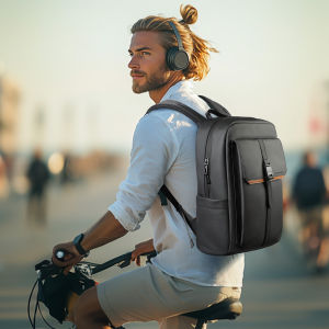 HK Fashion Flap Business Backpack for Men Waterproof 15.6 inch Laptop Backpack Multiple Pockets Casual Daypack for Work School Bag2026